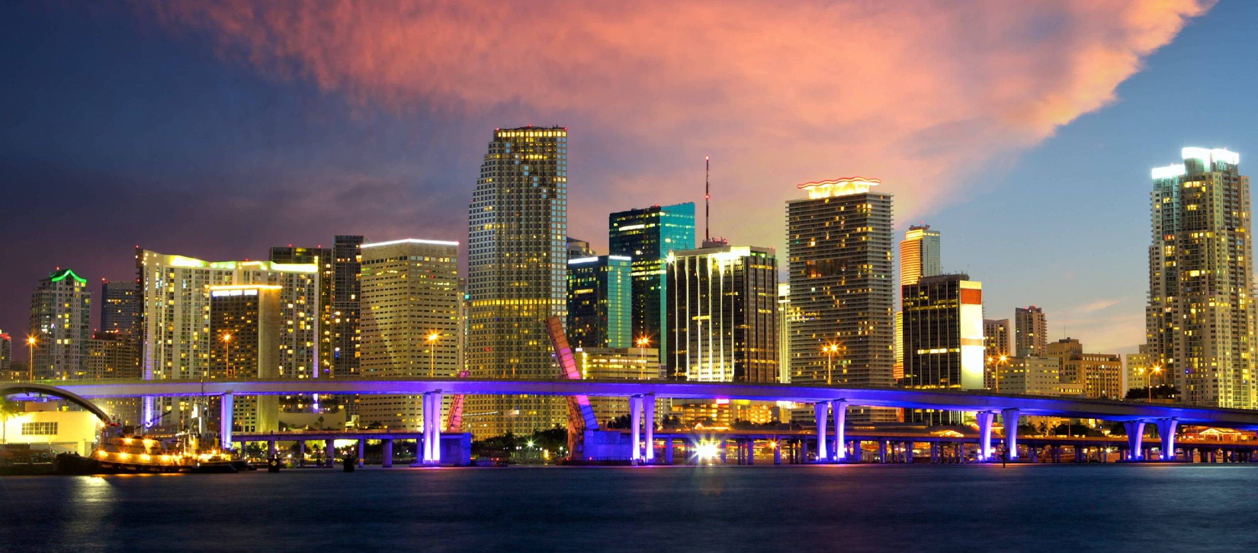 hard money lenders Miami - view of Miami Skylinle with bridge