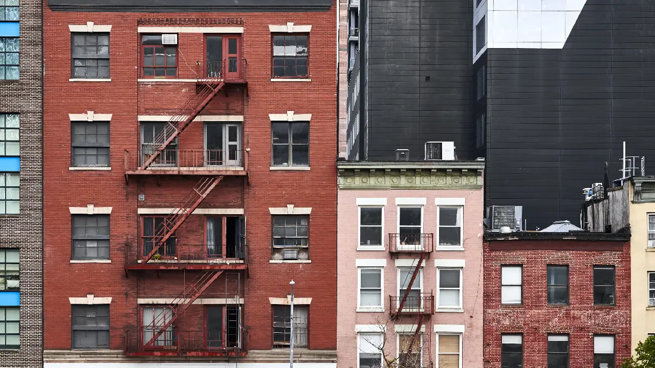 New York real estate neighborhood with various properties