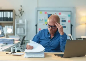 Investor dealing with traditional mortgage paperwork and delays